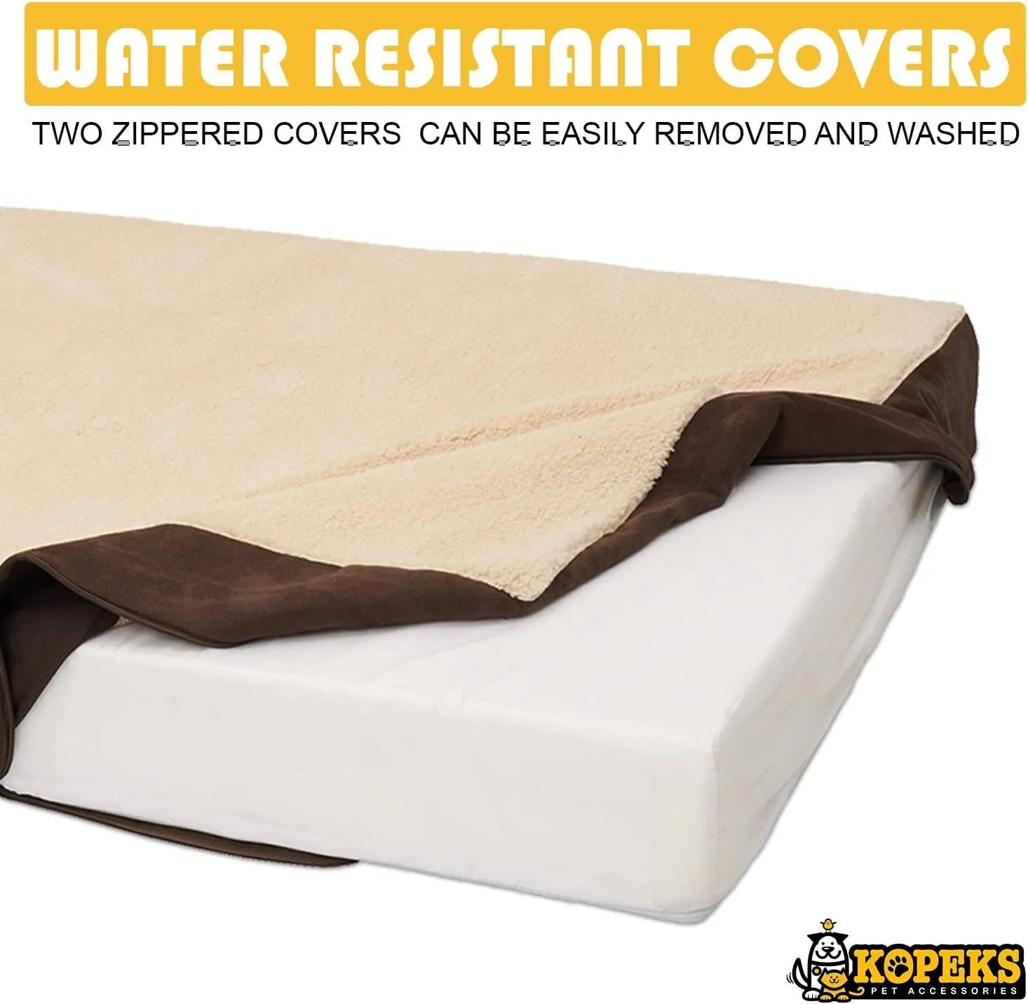 Orthopedic Dog Bed - 5.5-inch Thick Memory Foam Pet Bed with Pillow with Removable Cover & Free Waterproof Liner