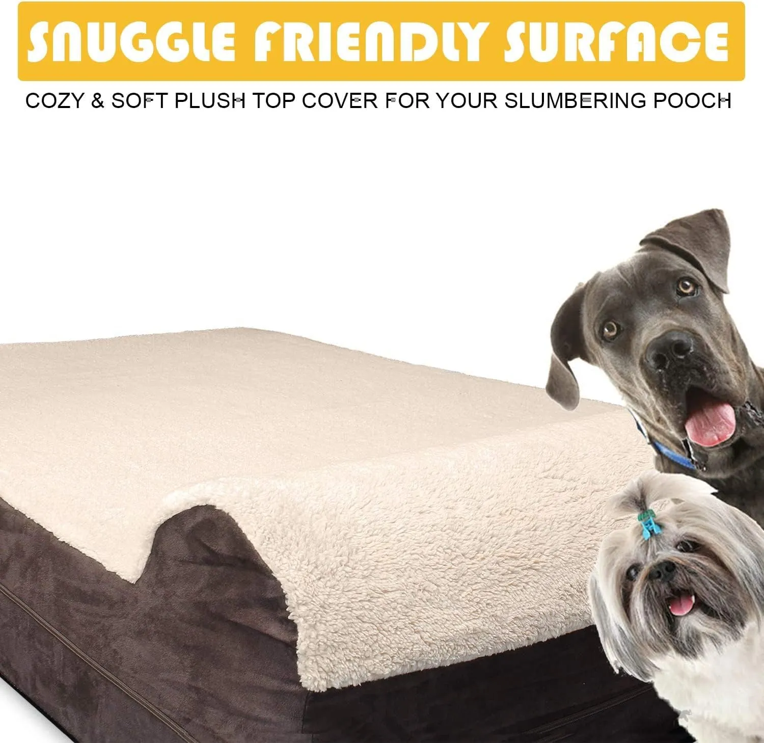 Orthopedic Dog Bed - 5.5-inch Thick Memory Foam Pet Bed with Pillow with Removable Cover & Free Waterproof Liner