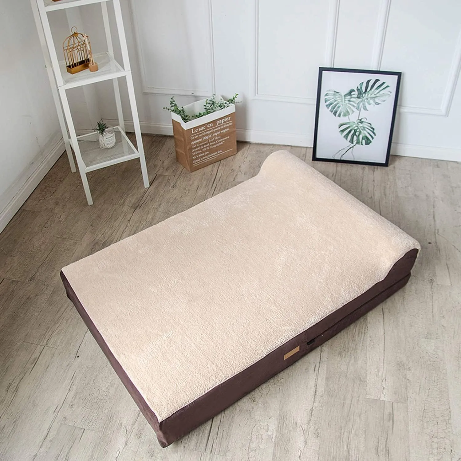Orthopedic Dog Bed - 5.5-inch Thick Memory Foam Pet Bed with Pillow with Removable Cover & Free Waterproof Liner
