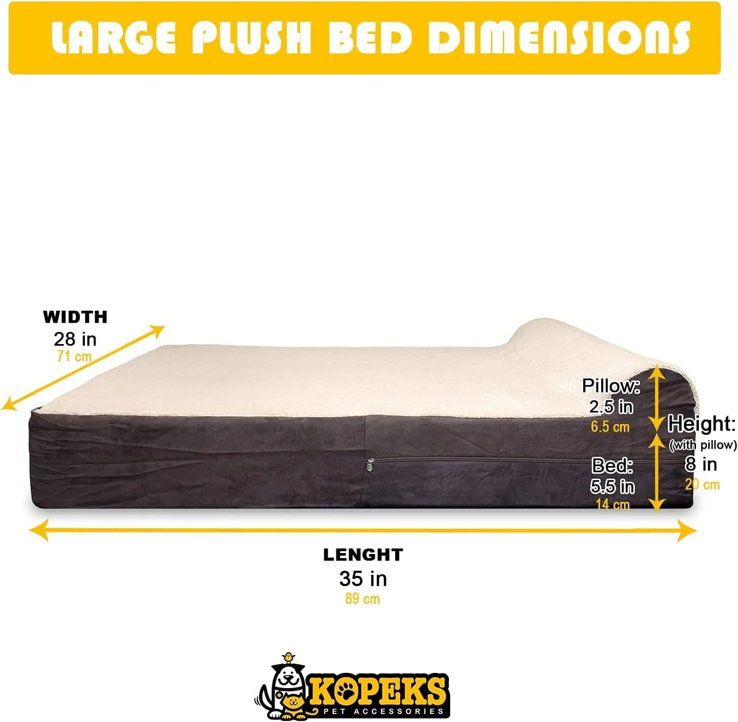 Orthopedic Dog Bed - 5.5-inch Thick Memory Foam Pet Bed with Pillow with Removable Cover & Free Waterproof Liner