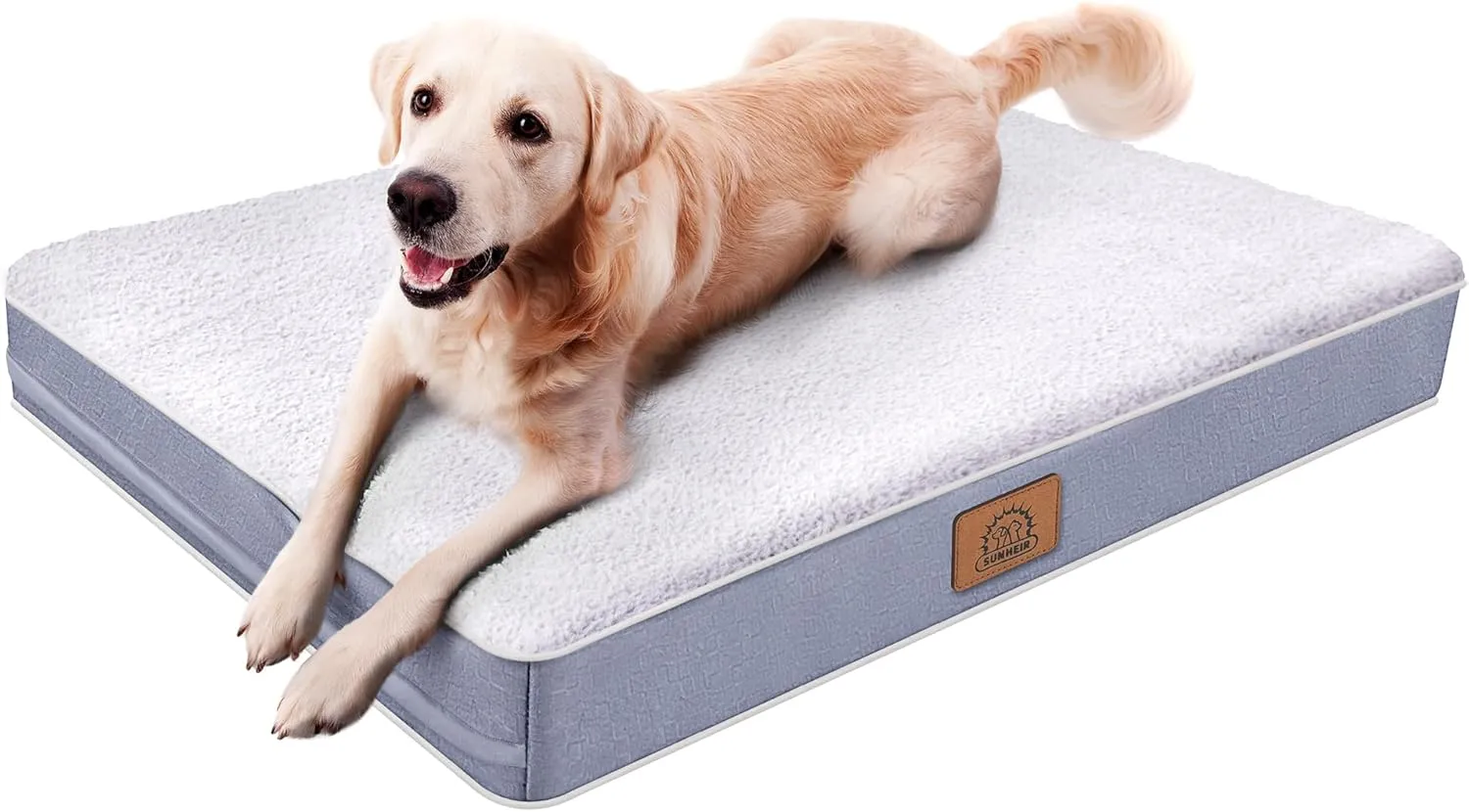 Orthopedic Dog Bed for Medium Dogs, Waterproof Deluxe Plush Dog Crate Bed with Removable Washable Cover & Anti-Slip Bottom, Egg Crate Foam Pet Bed Mat, 30 x 20 Inches, Silver Grey