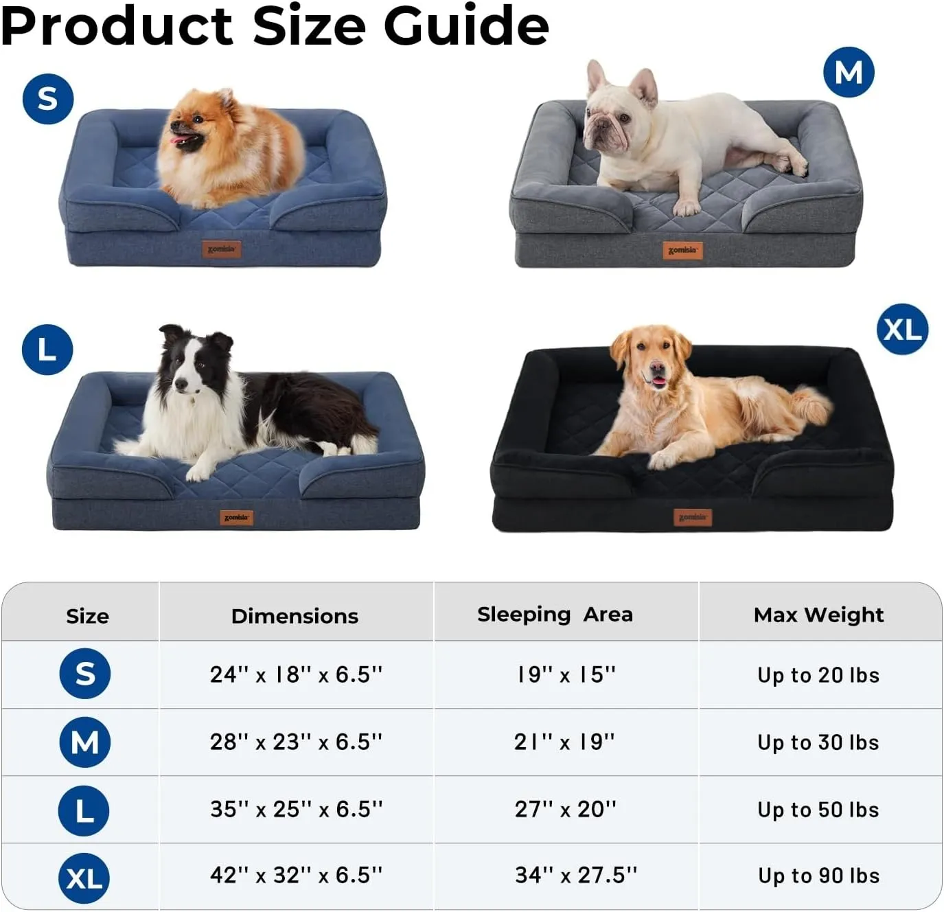 Orthopedic Dog Bed for Medium Size Dogs, Washable Dog Beds with Bolsters, Memory Foam Pet Sofa Bed with Removable Waterproof Cover & Nonskid Bottom, Grey