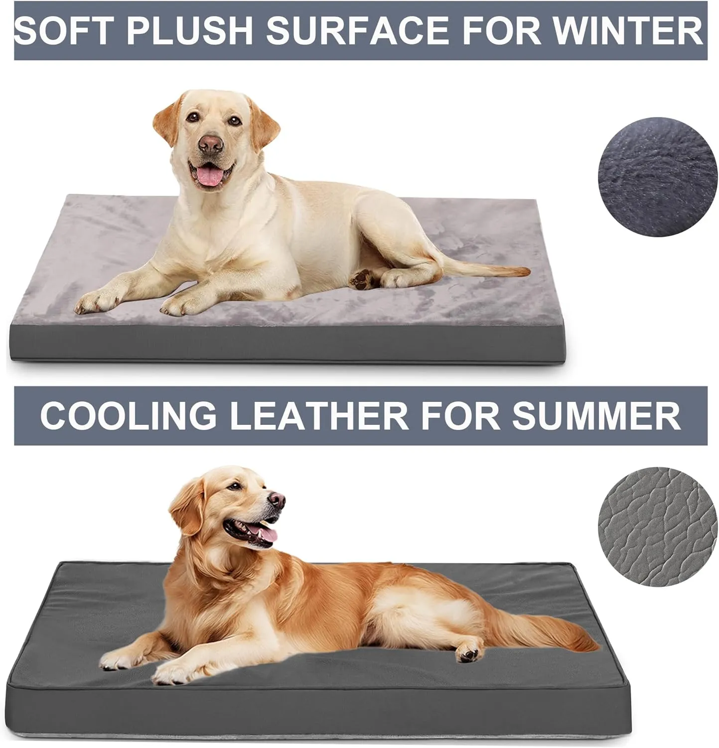 Orthopedic Dog Beds for Extra Large Dogs - Extra Large Egg Crate Foam Dog Bed Waterproof Pet Mat with Removable Washable Cover, Gray