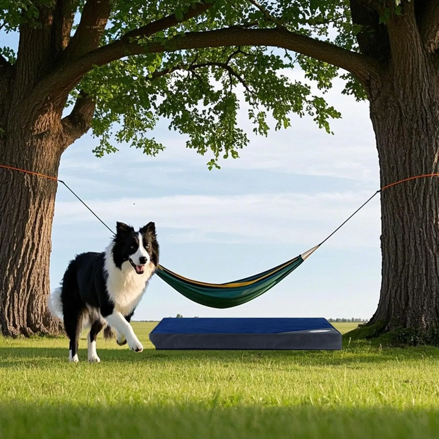 Orthopedic Outdoor Waterproof Dog Beds for Medium Dogs, Washable Crate Bed with Egg Crate Foam Pet Bed Mat and Removable Oxford Fabric Cooling Cover,36"x 26", Navy