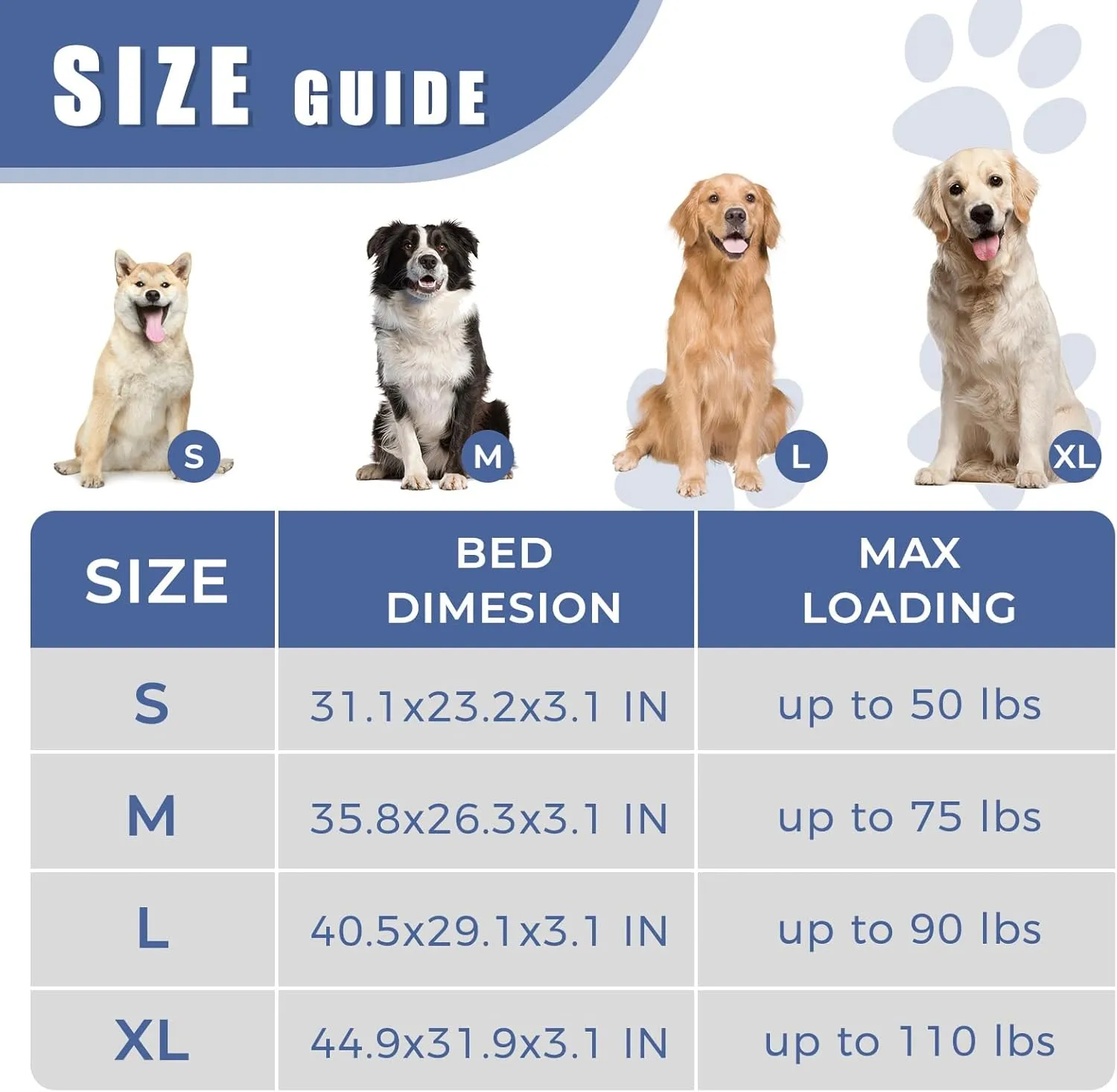 Orthopedic Outdoor Waterproof Dog Beds for Medium Dogs, Washable Crate Bed with Egg Crate Foam Pet Bed Mat and Removable Oxford Fabric Cooling Cover,36"x 26", Navy
