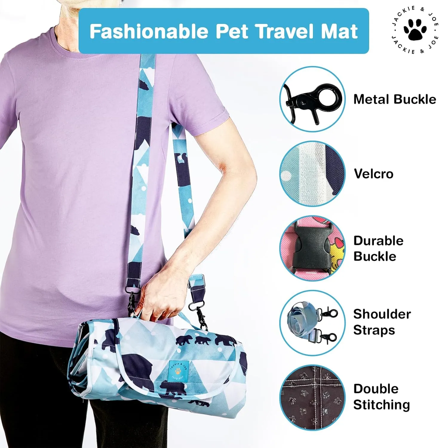Outdoor and Indoor Dog Bed Lightweight, Portable, Camping Travel Pet Mat, Durable Kennel and Travel Crate, Easy to Clean, Large Dogs Compact with Shoulder Straps