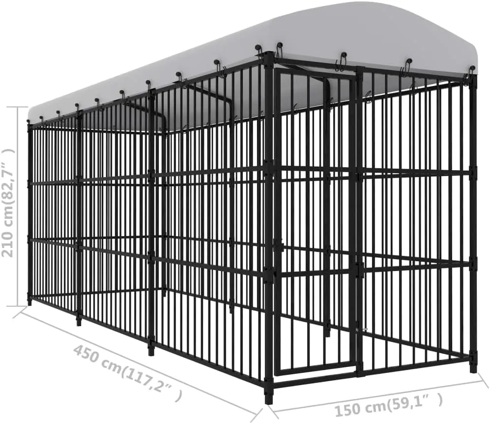 Outdoor Dog Kennel with Roof 177.2"x59.1"x82.7"Large Outdoor Dog Kennel Heavy Duty Pet Enclosure for Play and Exercise, Easy Assembly