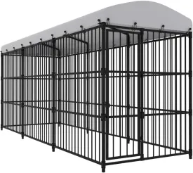 Outdoor Dog Kennel with Roof 177.2"x59.1"x82.7"Large Outdoor Dog Kennel Heavy Duty Pet Enclosure for Play and Exercise, Easy Assembly