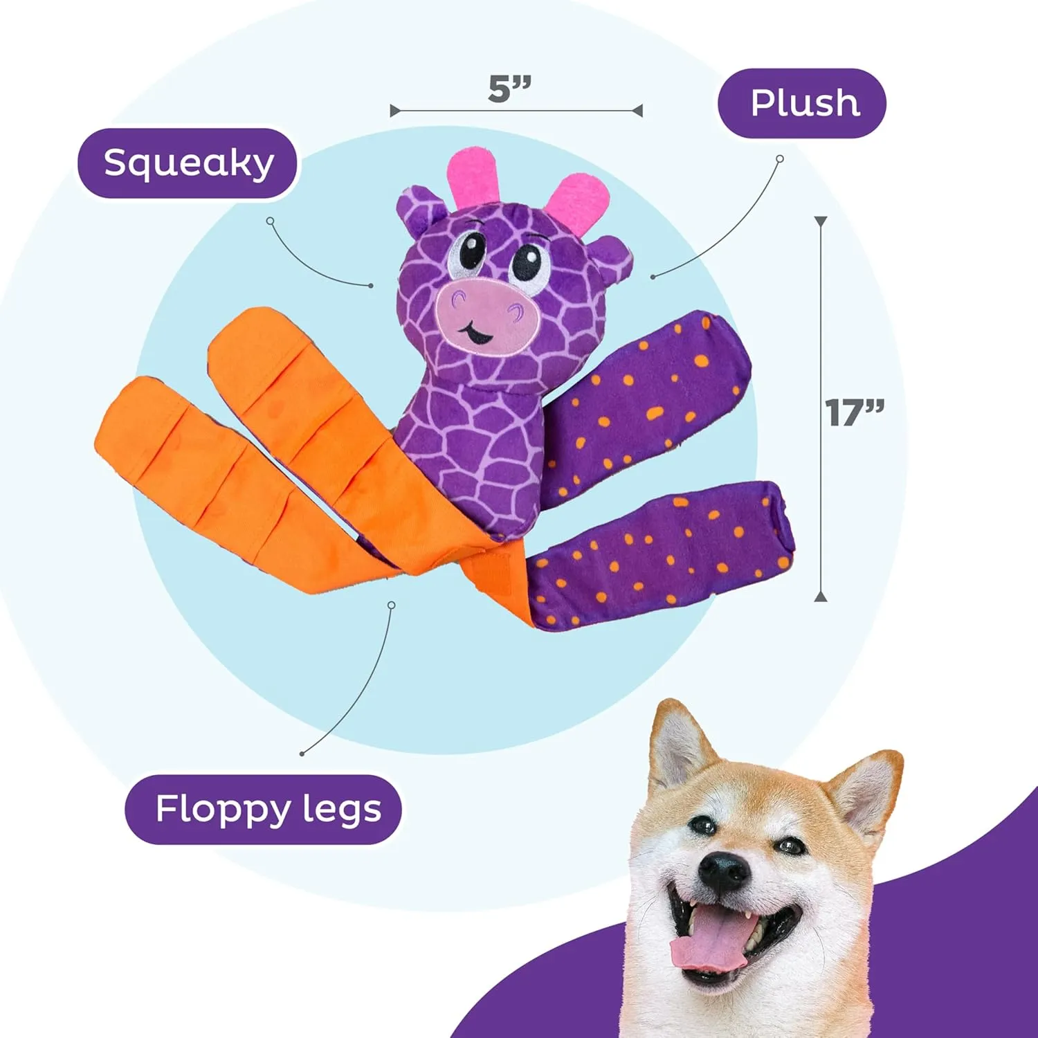 Outward Hound by Nina Ottosson Silly Legz Interactive Plush Dog Puzzle Dog Enrichment Toys, Plush, Floppy, Long, Giraffe, Purple