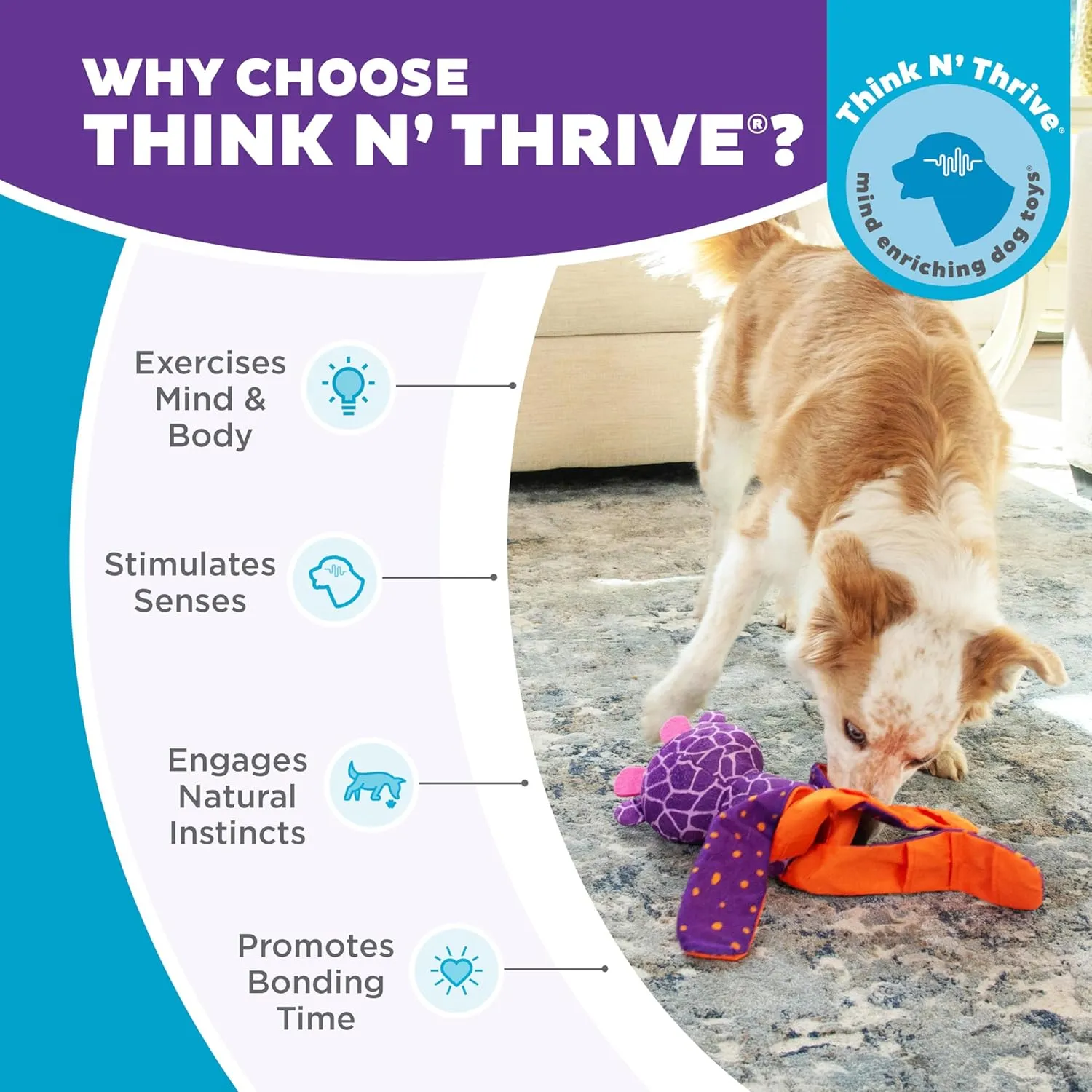 Outward Hound by Nina Ottosson Silly Legz Interactive Plush Dog Puzzle Dog Enrichment Toys, Plush, Floppy, Long, Giraffe, Purple