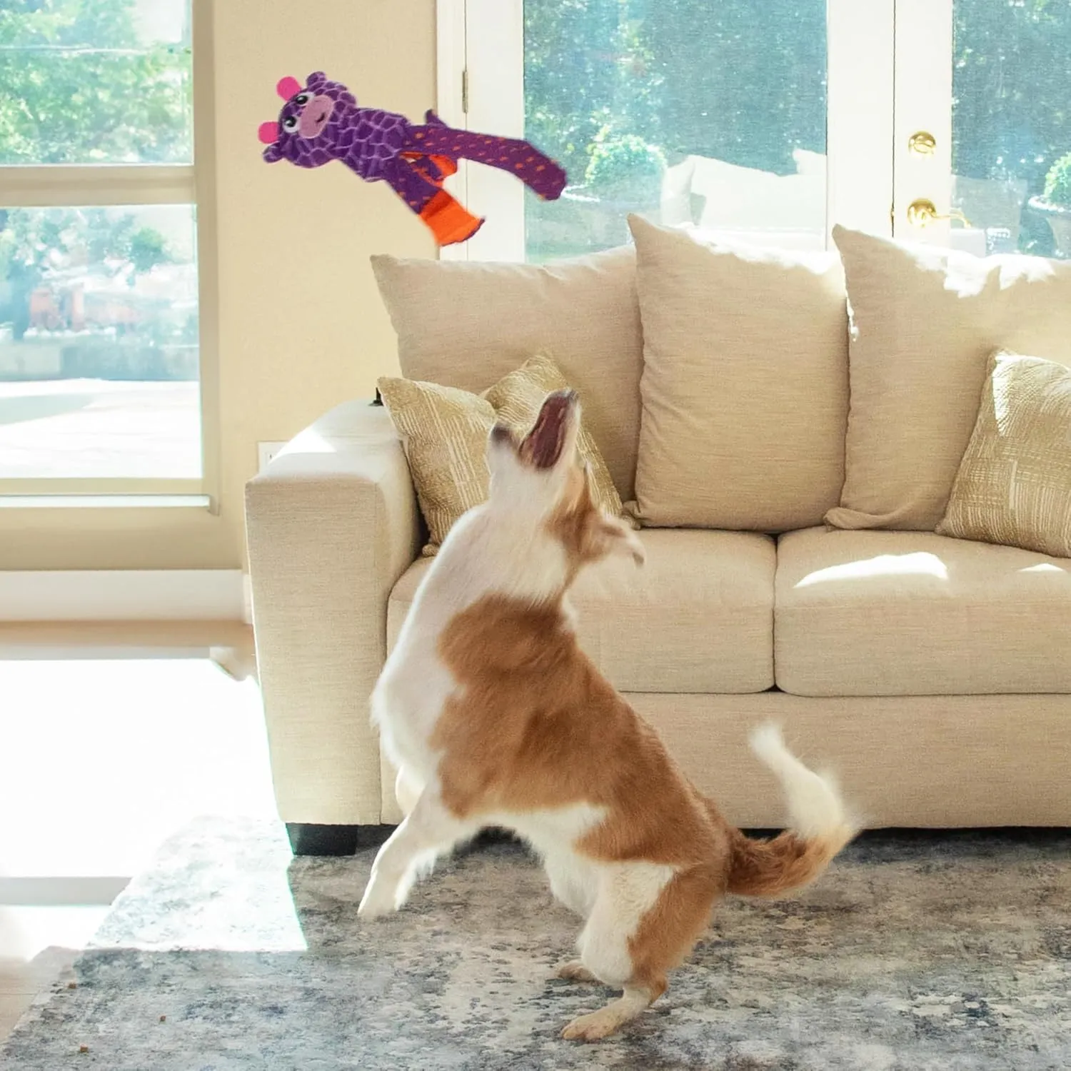 Outward Hound by Nina Ottosson Silly Legz Interactive Plush Dog Puzzle Dog Enrichment Toys, Plush, Floppy, Long, Giraffe, Purple