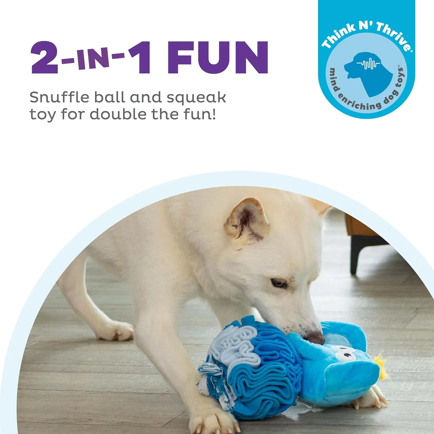 Outward Hound by Nina Ottosson Stuff N' Snuffle Plush Snuffle Ball Dog Puzzle, Elephant, Blue