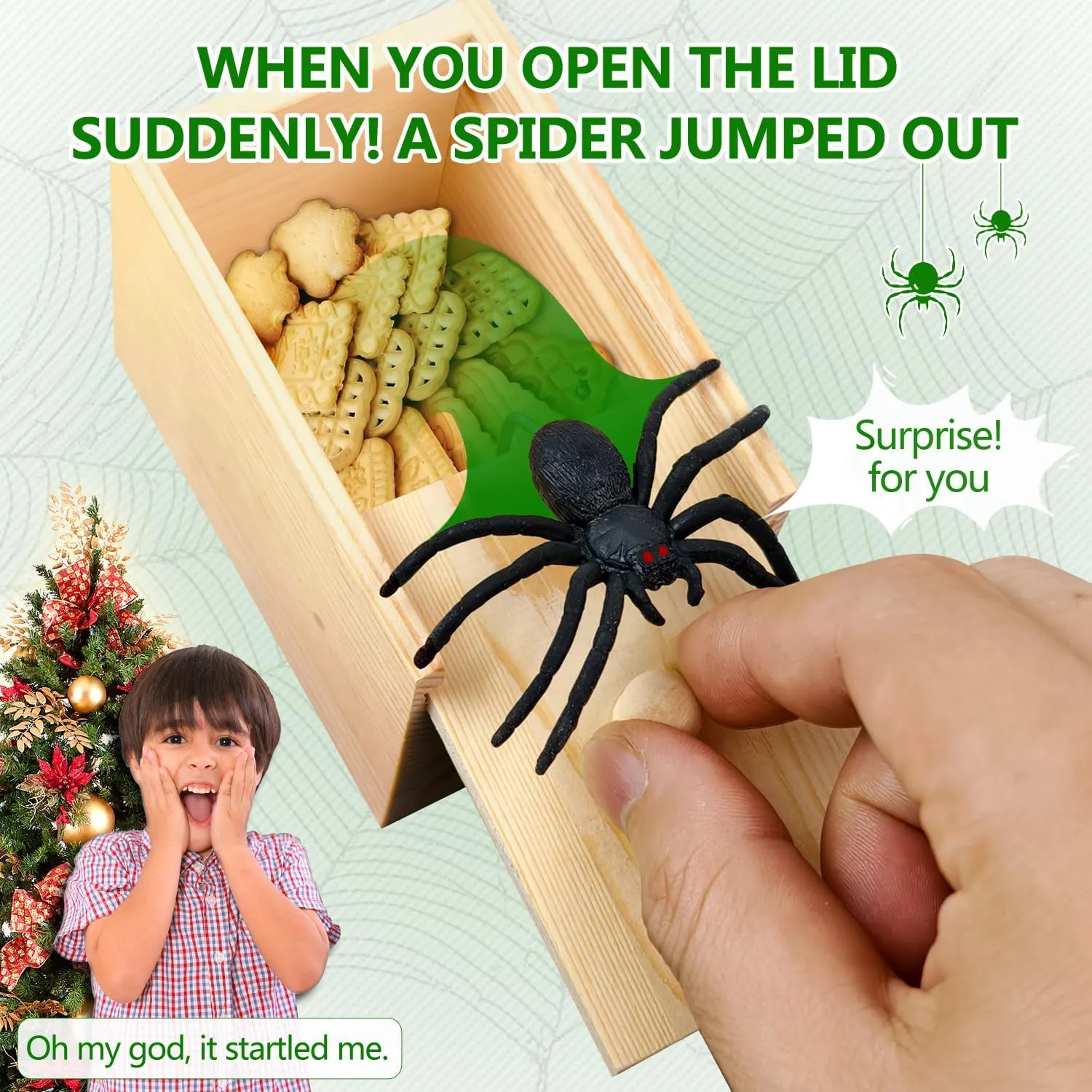 PARNIXS Wooden Spider Prank Box - Handcrafted Money Surprise Box for Adults and Kids [Upgraded Version]