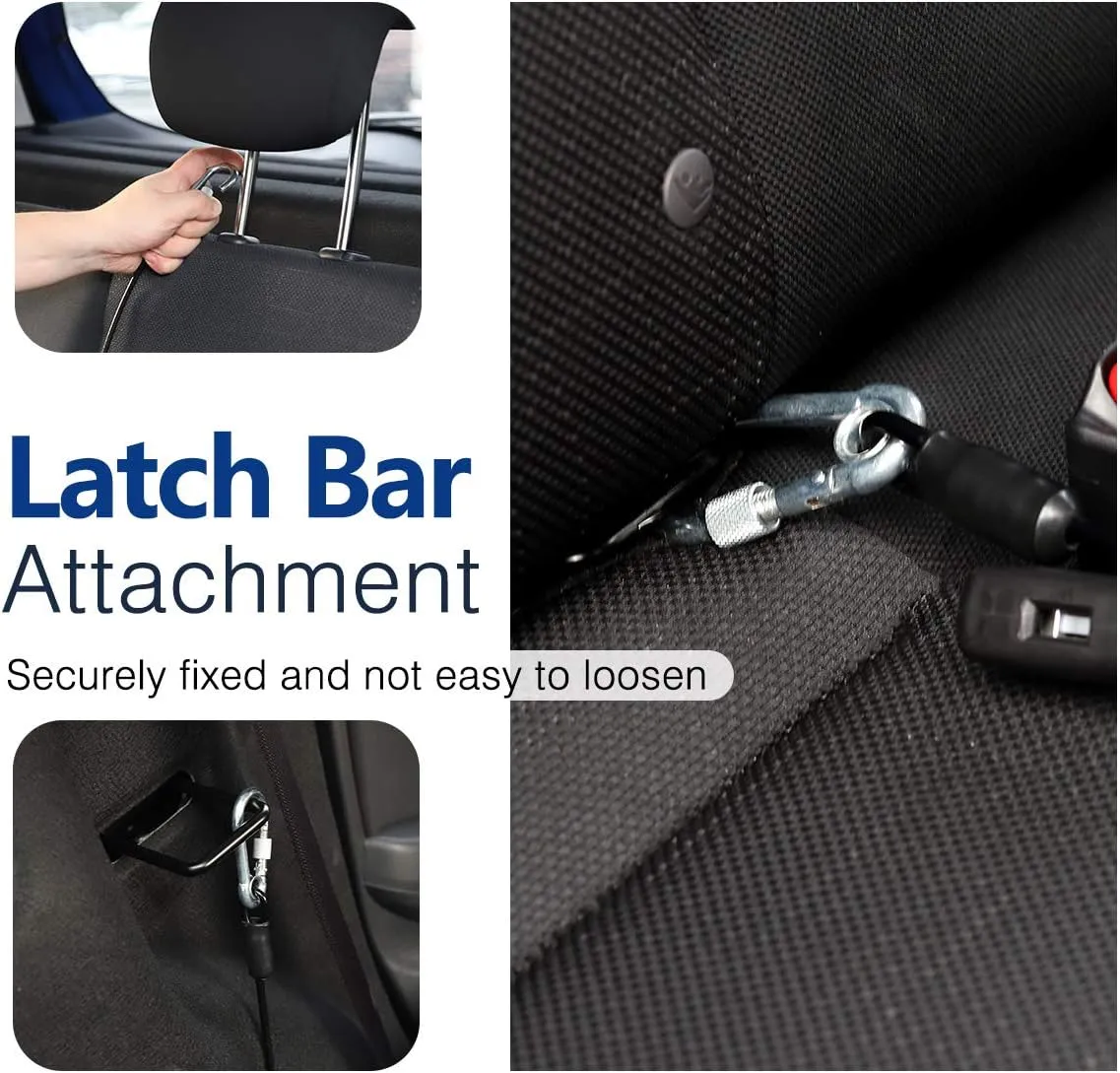 Pawaboo DogSeatbelt, Chew-Proof Leash Extender, Coated Steel Rope Restraint Car Safety Seat Belt Clip Strap, 360 Rotation Hook Heavy Duty Carabiner Steel Cable Dog Headrest Support, 26 Inch, Black
