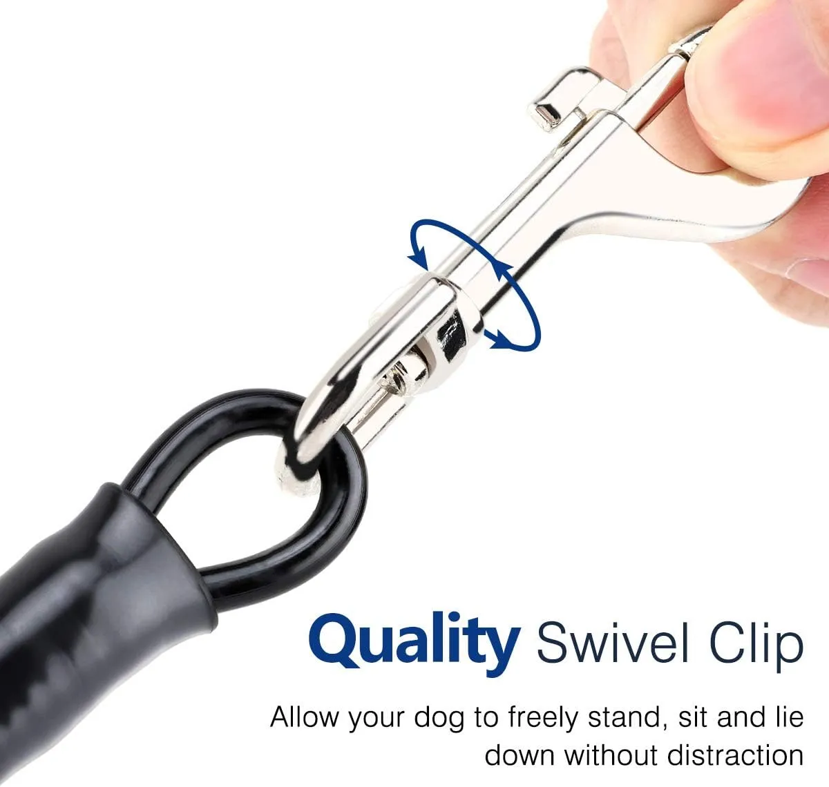 Pawaboo DogSeatbelt, Chew-Proof Leash Extender, Coated Steel Rope Restraint Car Safety Seat Belt Clip Strap, 360 Rotation Hook Heavy Duty Carabiner Steel Cable Dog Headrest Support, 26 Inch, Black