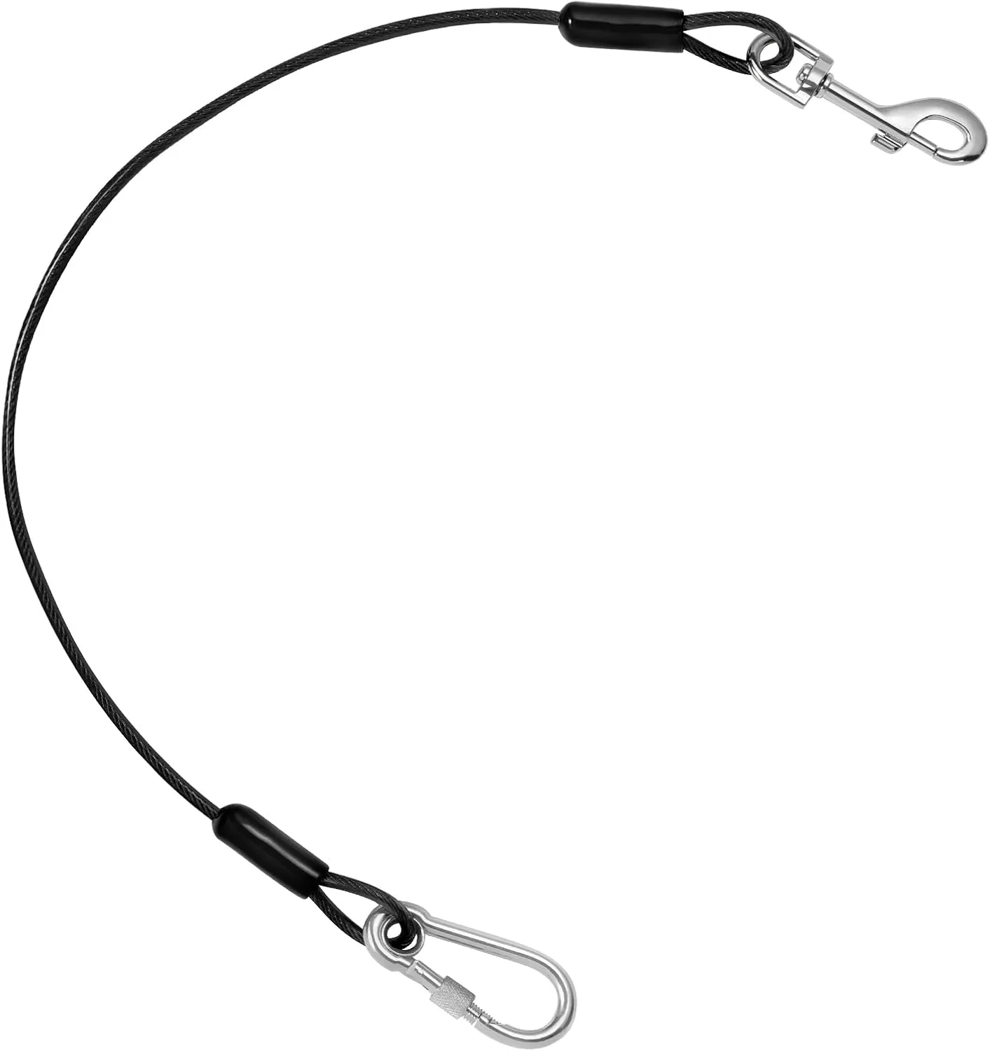 Pawaboo DogSeatbelt, Chew-Proof Leash Extender, Coated Steel Rope Restraint Car Safety Seat Belt Clip Strap, 360 Rotation Hook Heavy Duty Carabiner Steel Cable Dog Headrest Support, 26 Inch, Black