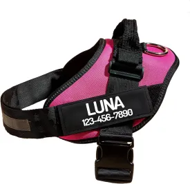 PawPawify Custom No Pull Dog Harness with Name and Phone Number, Heavy Duty Personalized Pet Vest to Prevent Tugging, Pulling, or Choking, Training and Walking (Pink, XS (Chest 14-17in))