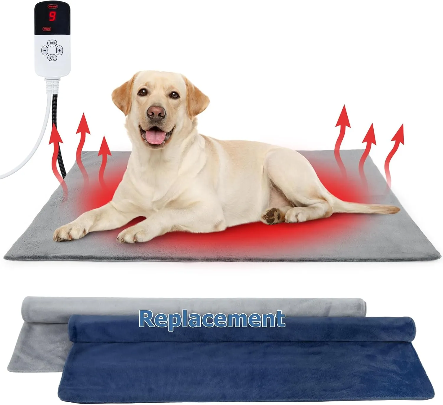 Pet Heating Pad for Dog Cat Outdoor, Indoor Warming Heated Cat Dog Bed, Waterproof Pet Heater Warmer Blanket Mat for Puppy & Kitten with Adjustable Temperature and Timer, 28 * 18 Inch