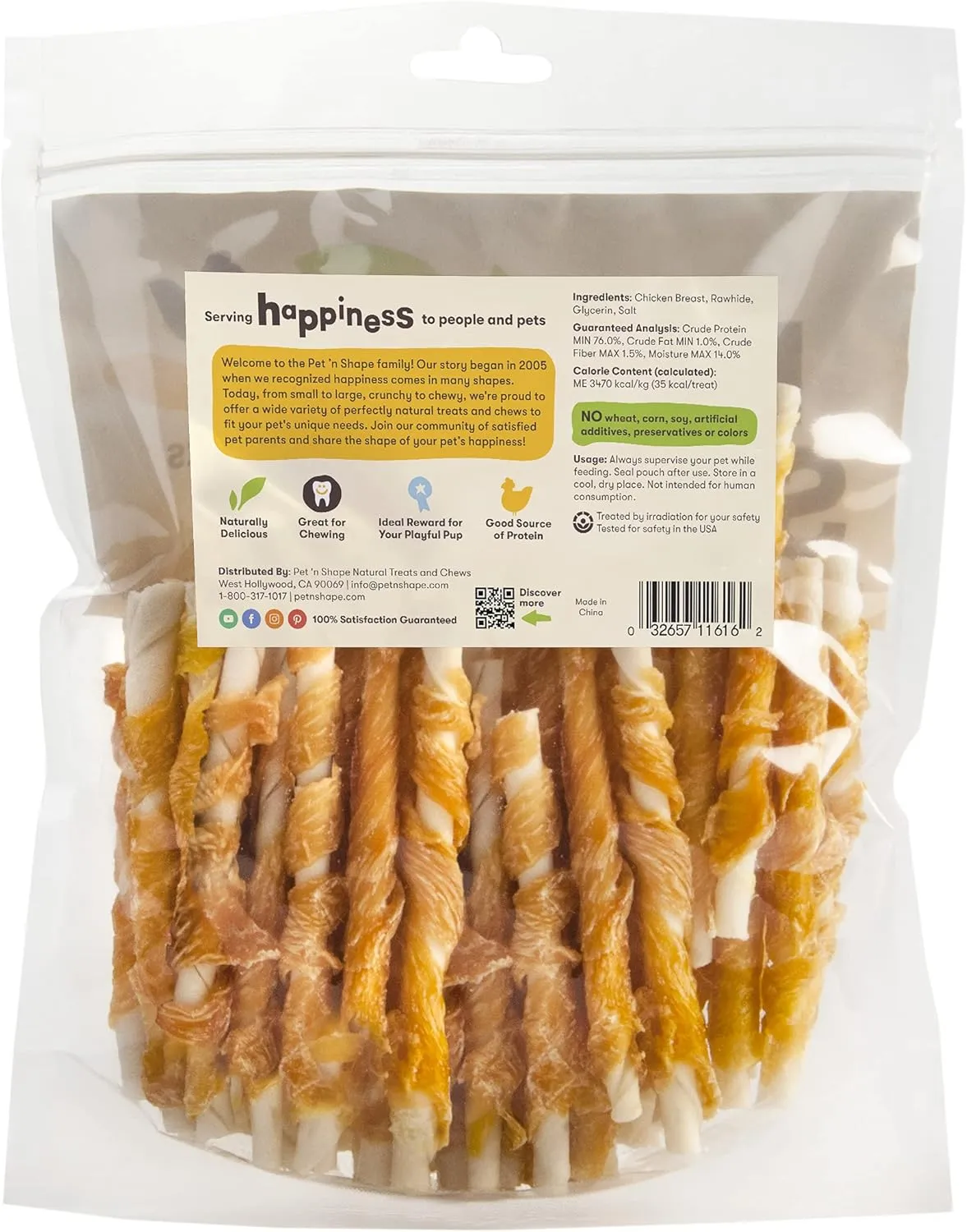Pet 'n Shape Chik 'n Hide Twists  Chicken Wrapped Rawhide Natural Dog Treats, Small, 16 oz