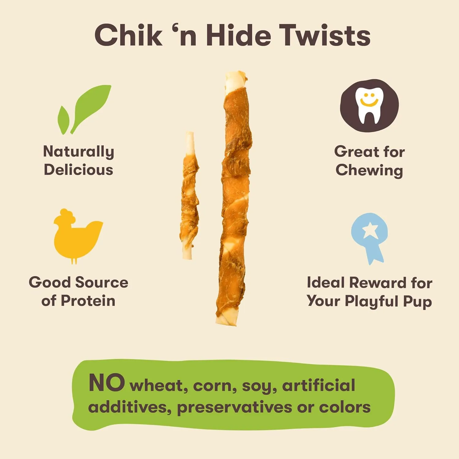 Pet 'n Shape Chik 'n Hide Twists  Chicken Wrapped Rawhide Natural Dog Treats, Small, 16 oz