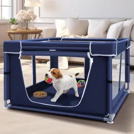 Pet Playpen 42 42 inch, 25 Height with Bottom, for Small Dogs & Animals, Indoor & Outdoor Play Yard with Zipper Door