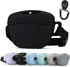 Pet Training Snack Pouch with Clicker 2.0 Upgraded Magnetic Closure, 1.66 Cup Silicone Belt Pouch for Dog TreatsPerfect for Training and Walking
