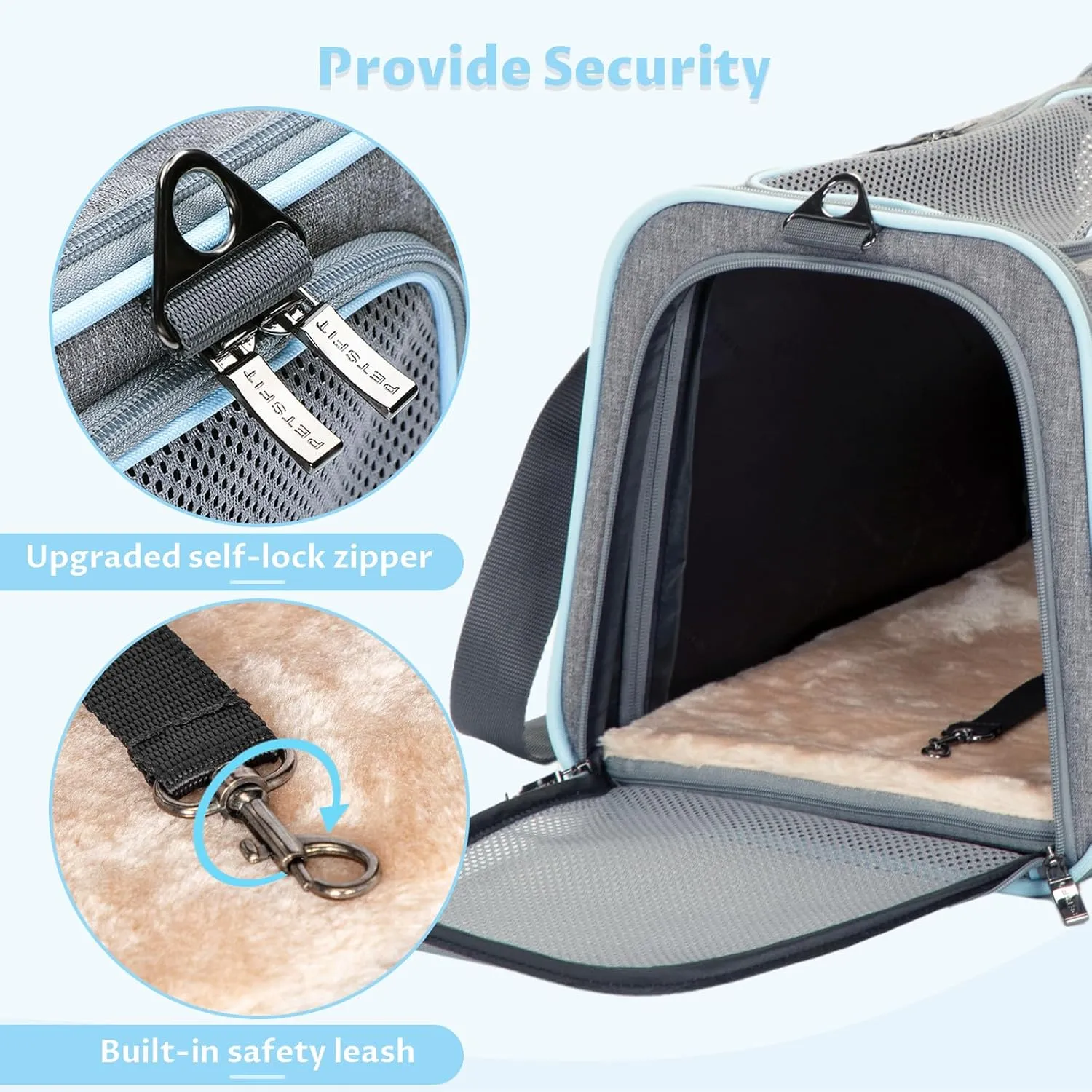 Petsfit Small Cat Carrier Soft Airline Approved Expandable Carrier for Kitten Puppy Bunny, 16"X10"X9