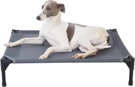 pettycare Elevated Outdoor Dog Bed - Raised Cot for Large Dogs, Heavy Duty Pet Cots Waterproof, Cooling, Washable Breathable Teslin Mesh, Durable, Non Slip, 42 Inches, Grey