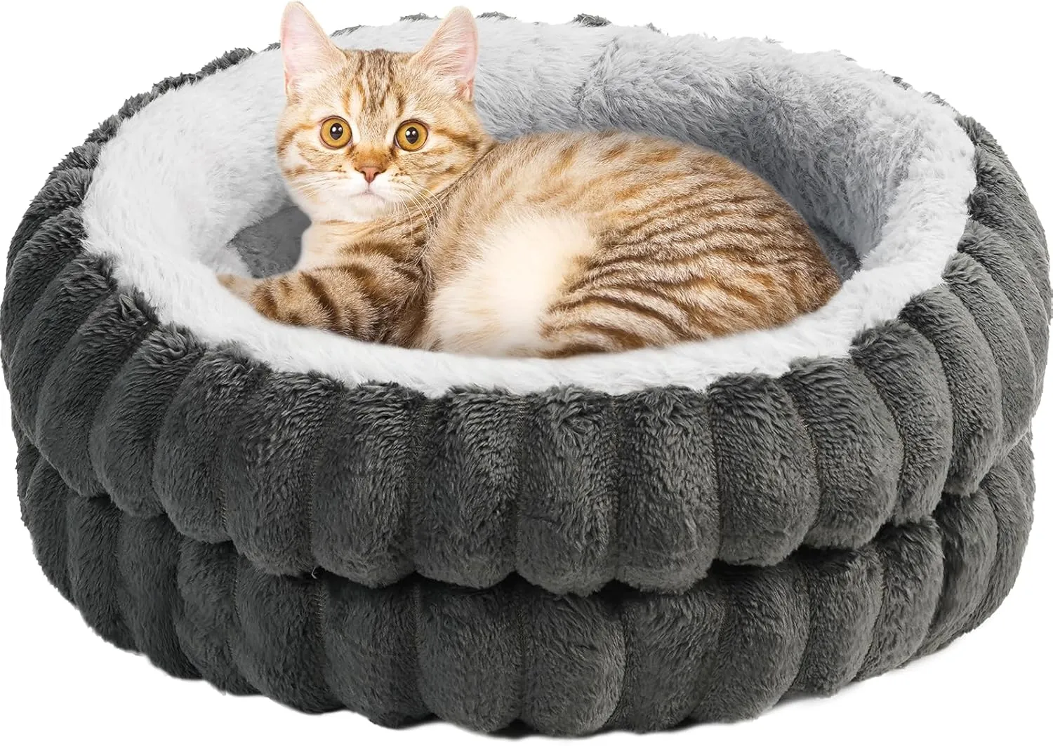 Puppy Cat Beds for Indoor Cats Clearance Washable Faux Fur Round Dog Beds for Small Dogs with Non-Slip Bottom Calming Support for Kittens & Puppies