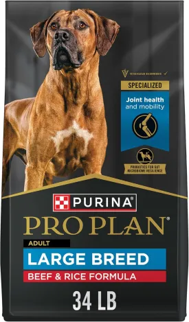 Purina Pro Plan Large Breed Dry High Protein Dog Food with Probiotics for Dogs, Beef and Rice Formula - 34 lb. Bag