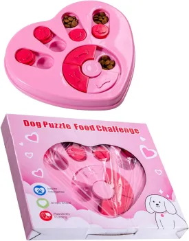Puzzle Dispensing Slow Feeder Dog Puzzle Toys for IQ Training & Mental Enrichment, Interactive Toys for Large Medium Small DogsDog Treat for Training & Fun Feeding (Pink Heart)