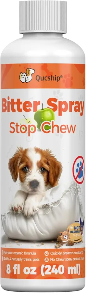 Qucship Bitters for Dogs - Powerful Chew Deterrent - 8 oz Bottle