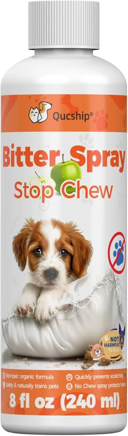 Qucship Bitters for Dogs - Powerful Chew Deterrent - 8 oz Bottle