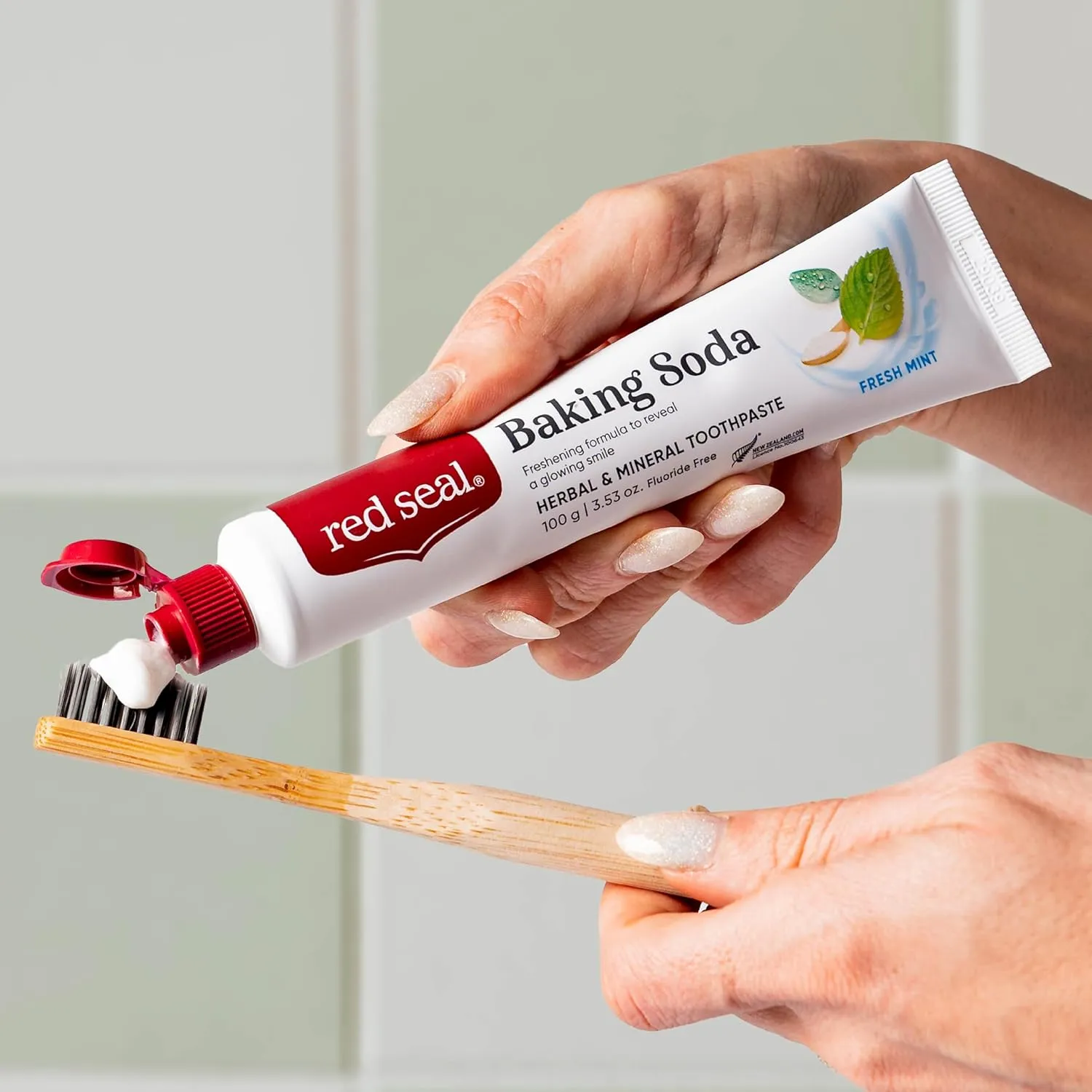 Red Seal Fluoride Free Toothpaste - Baking Soda - Herbal & Mineral Formula, Vegan-Friendly, Cruelty-Free, SLS and Paraben-Free, No Artificial Flavors, NATRUE Certified Natural, Dry Mouth Relief
