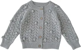 Rolanko Toddler Girls' Sweater Long Sleeve Open Front Button Down Knit Cardigan Kids Clothes 1-6 Years