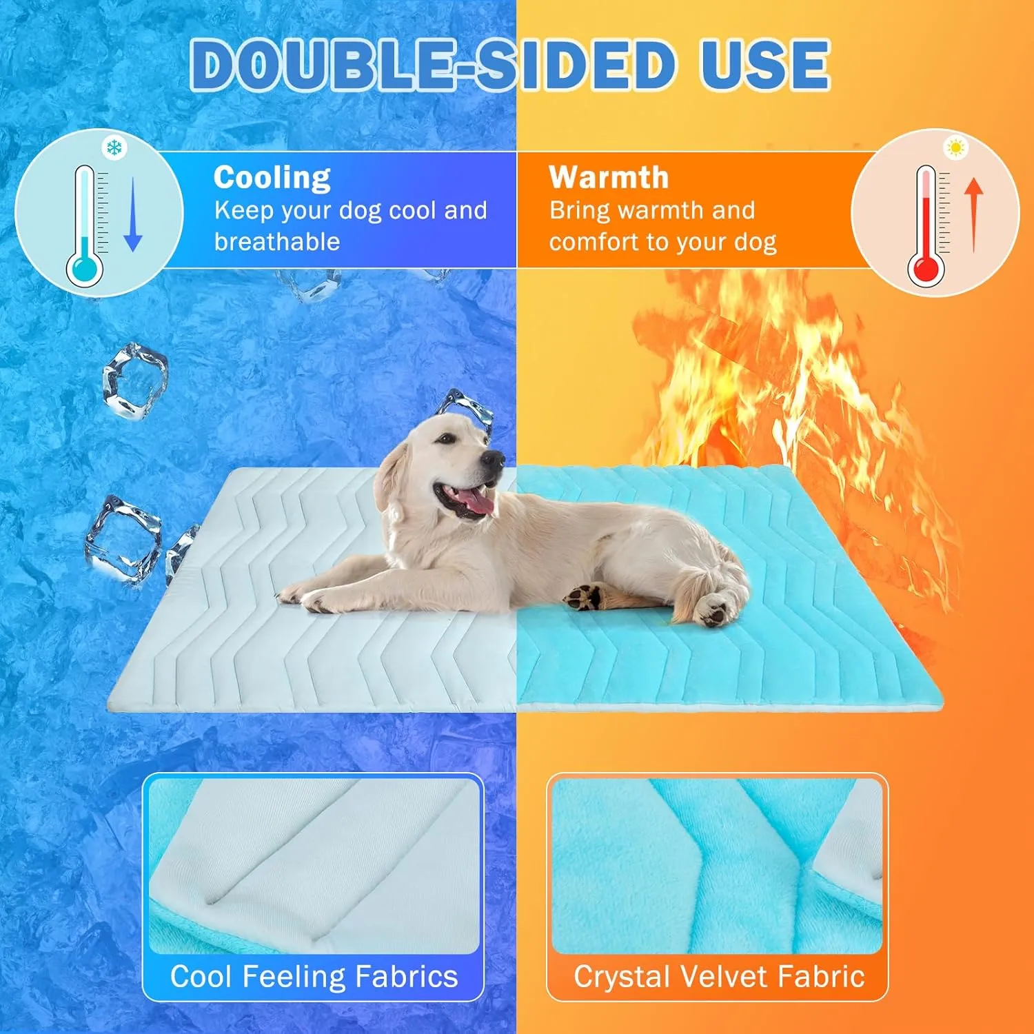 SCENEREAL Dog Cooling Mat for Crate, Thicken Self-Cooling Dog Pad Reversible (Cool & Warm), 36"x23" Pet Cool Bed for Medium L XL Dogs,Kennel Sofa Mats Machine Washable, Durable Non-Toxic Gel, Outdoor