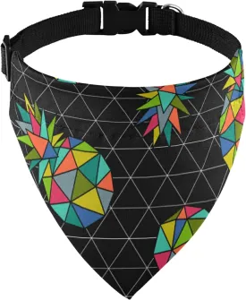 Seamless Colorful Geometric Pineapple on Dark Rhombus Lozenge Dog Adjustable Martingale Collar, Saliva Bibs Pet Regular Collars for Cat Pets, Buckle Bandanas Triangle Kerchief Bibs Scarf