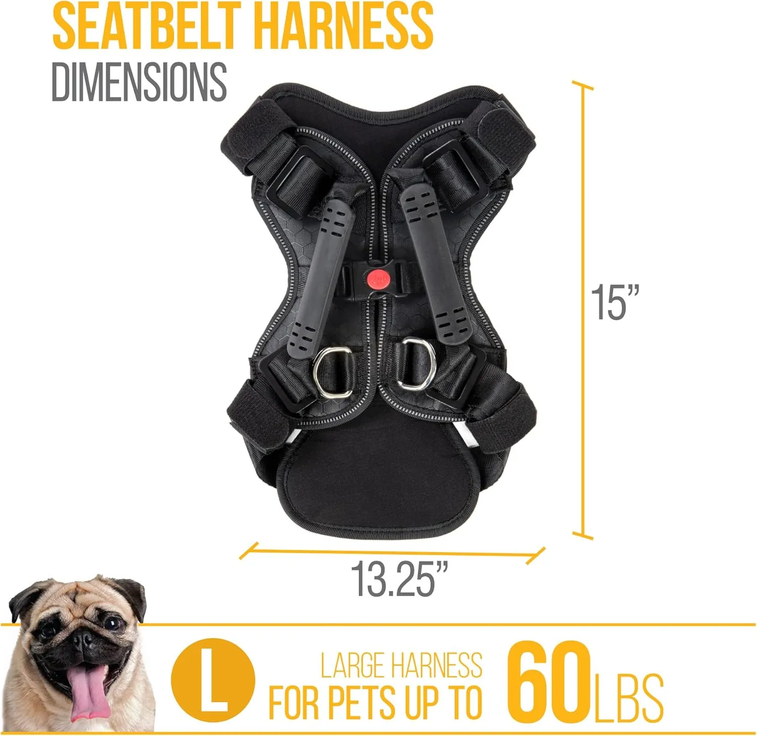 Sherpa Crash-Tested Multipurpose Seatbelt Dog Harness - Black, Large