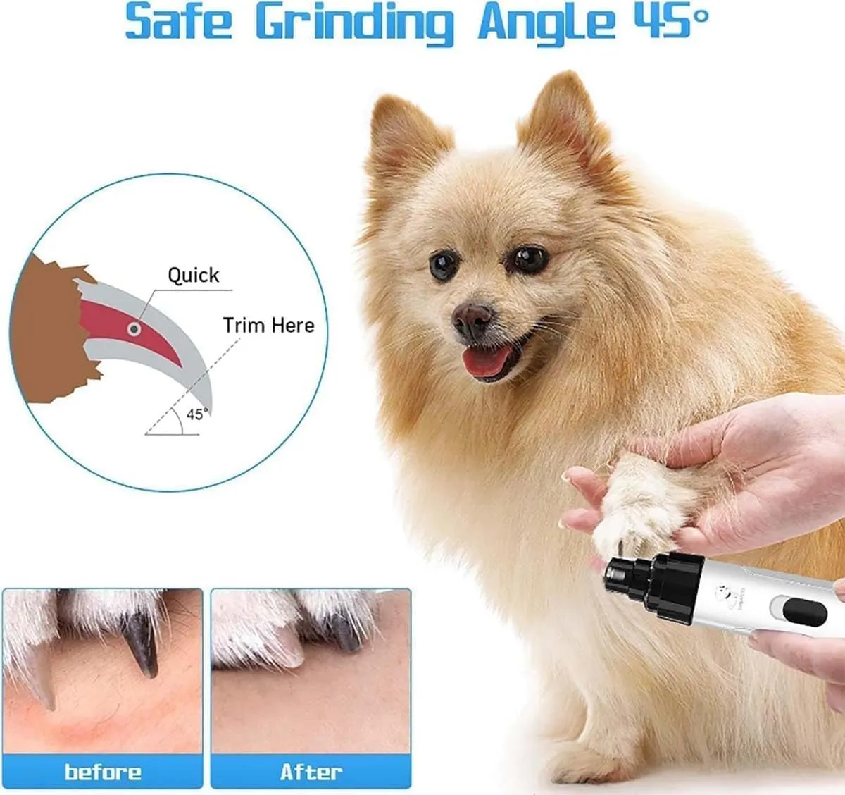 Silent Groom Pro, 2025 Upgraded Silent Grind Pro Dog Nail Trimmer, Rechargeable Micro Precision Electric Dog Nail Clippers for Grooming, Dog Nail Grinder Quiet for Dogs and Cats (1PC 3Grinding Head)