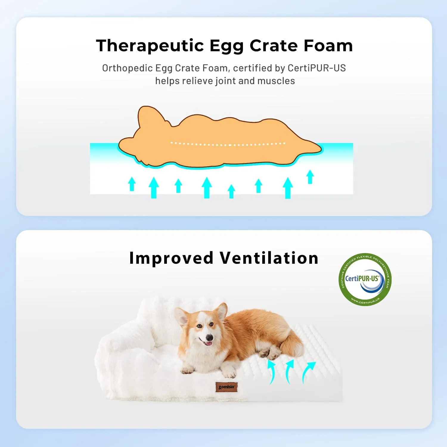Small Dog Sofa - Orthopedic Cat Sofa Bed for Indoor Cats, Fluffy Faux Fur Dog Couch with Supportive Egg Foam, Cute Pet Couch Bed Removable Washable Cover and Non-Slip Bottom, Ivory White