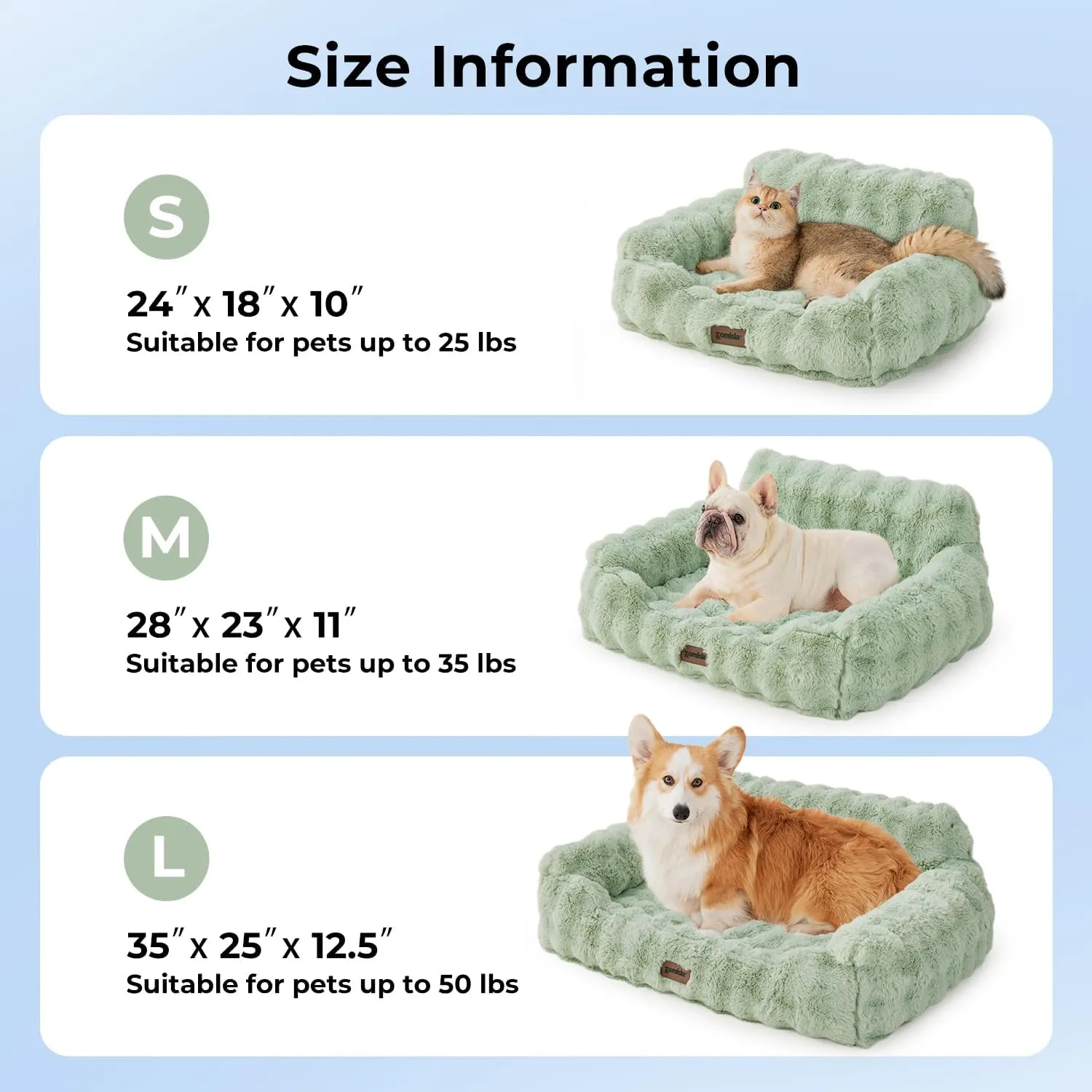 Small Dog Sofa - Orthopedic Cat Sofa Bed for Indoor Cats, Fluffy Faux Fur Dog Couch with Supportive Egg Foam, Cute Pet Couch Bed Removable Washable Cover and Non-Slip Bottom, Ivory White