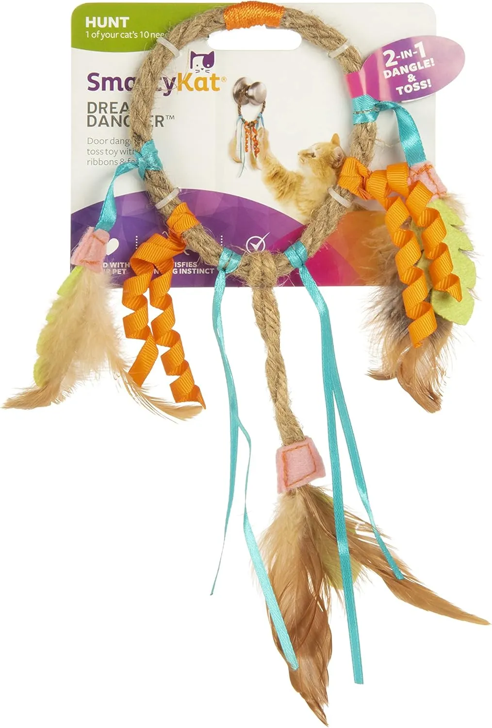 SmartyKat Dream Dangler 2-in-1 Hanging Feather Cat Toy - Multi Color, One Size