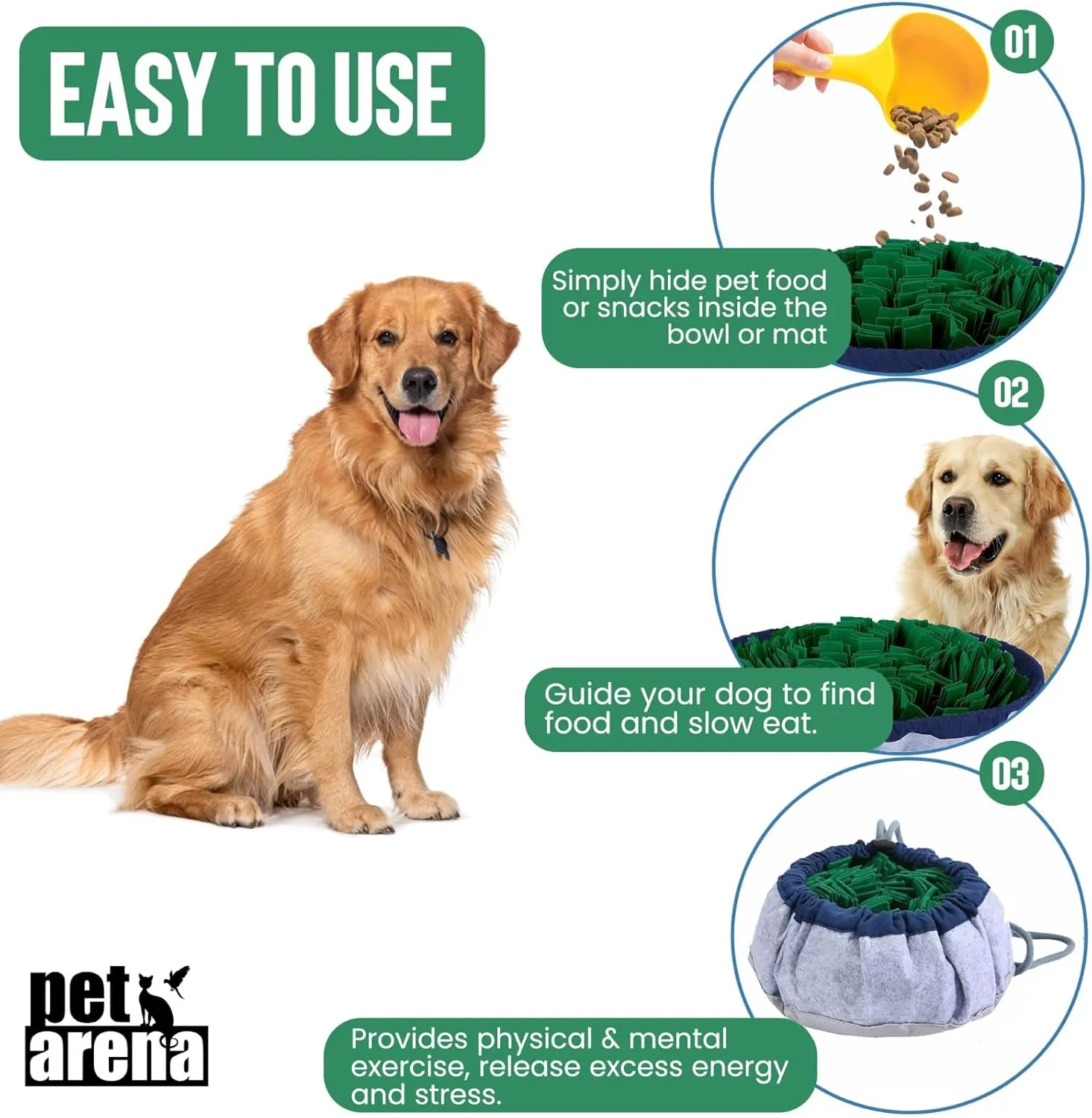 Snuffle Mat for Dogs - Adjustable Interactive Puzzle Toy for Large & Small Breed Slow Feeder for Mental Stimulation & Stress Relief Encourages Natural Foraging Ideal for Indoor & Outdoor Use