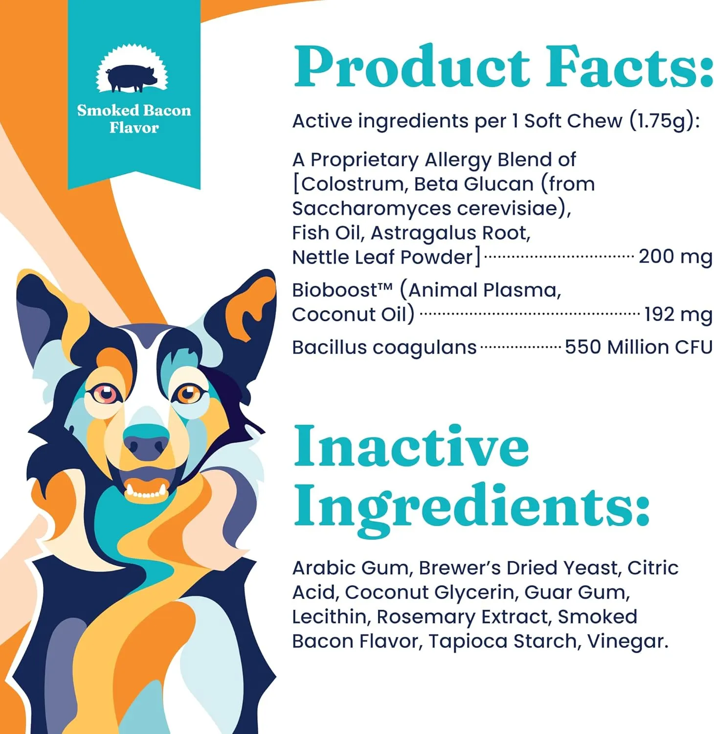 Solid Gold Dog Allergy Relief Chews - Dog Itching Skin Relief & Seasonal Allergies Support - Alaskan Salmon Oil for Dogs Skin, Coat & Immune Support - Bacon Flavor Soft Allergy Chews for Dogs - 60ct