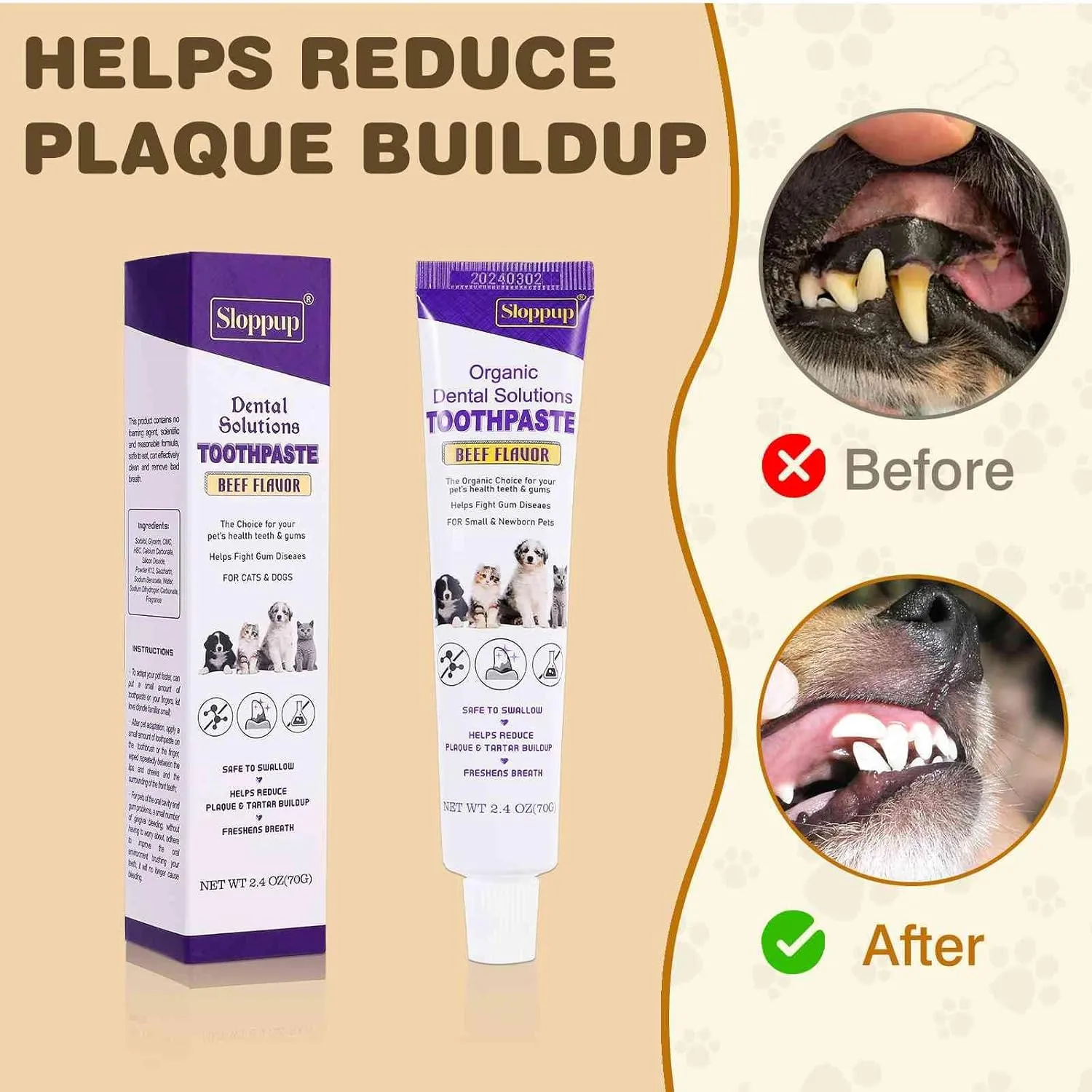 Toothpaste | Teeth Cleaning and Fresh Breath Dental Care for Australian Mist Cat Kittens and Adult Cats | Soothes Inflamed Gums | Safe for Puppies | Vet Formulated 2 Pack (4.8 OZ)