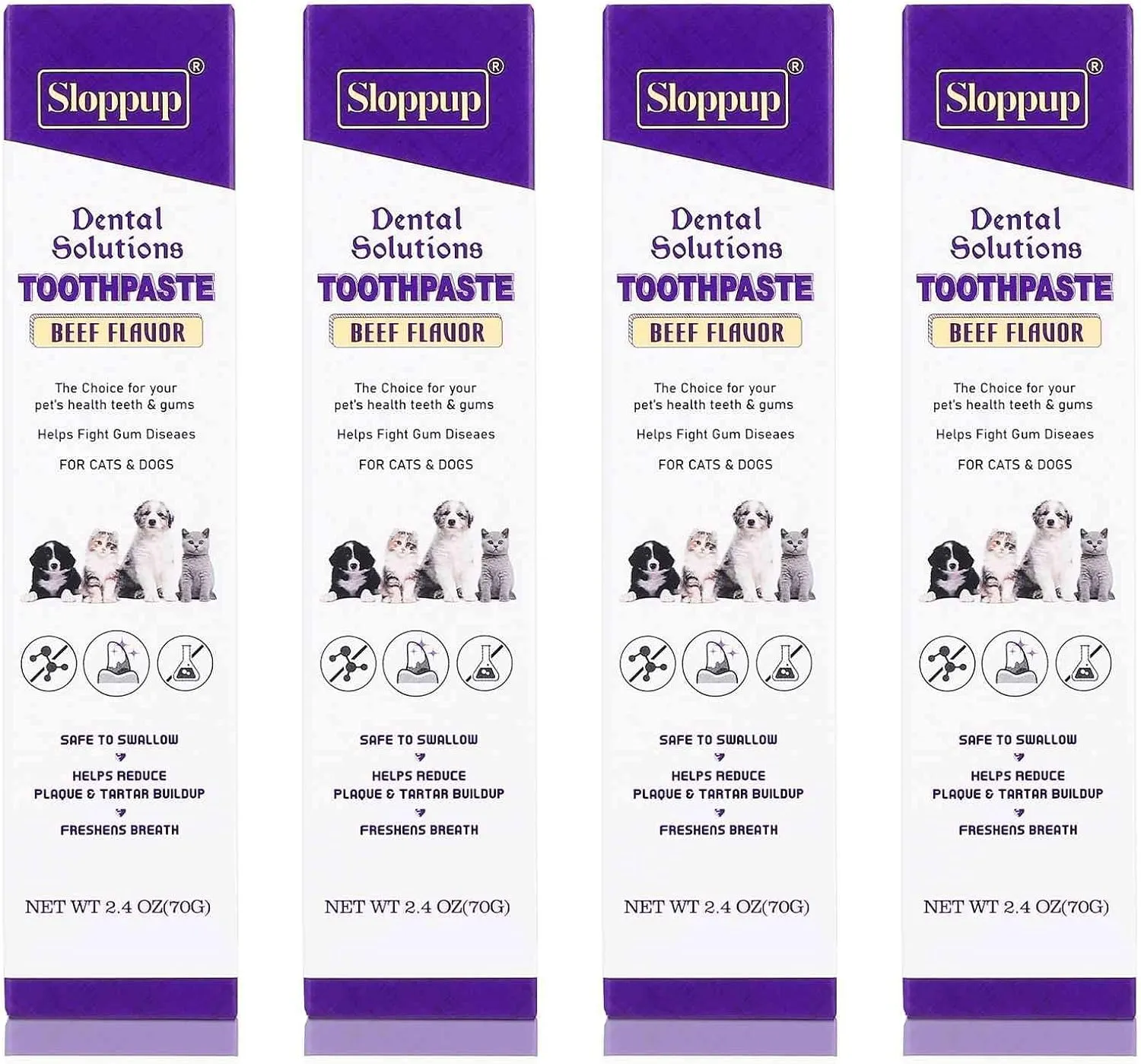 Toothpaste | Teeth Cleaning and Fresh Breath Dental Care for Serrade Petit Cat Kittens and Adult Cats | Soothes Inflamed Gums | Safe for Puppies | Vet Formulated 4 Pack (9.6 OZ)