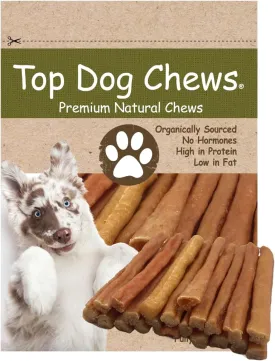 Top Dog Chews Turkey Tendon Round -Soft -Made in The USA - Large 1LB/ 16oz/ 453g (6", Roasted)