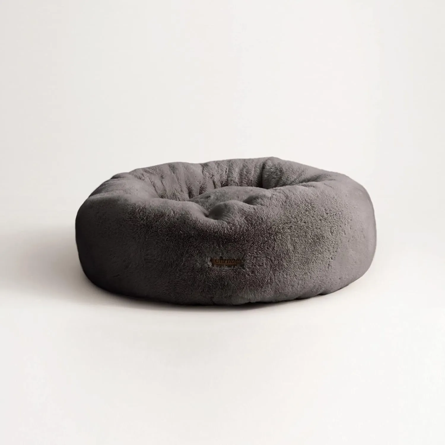 UnHide Floof Pet Bed - Medium (28" x 10") - Extra Soft Dog Bed - Removable Faux Fur Cover - Machine Washable - Helps Ease Pet Anxiety & Provides The Perfect Sleep - Charcoal Charlie