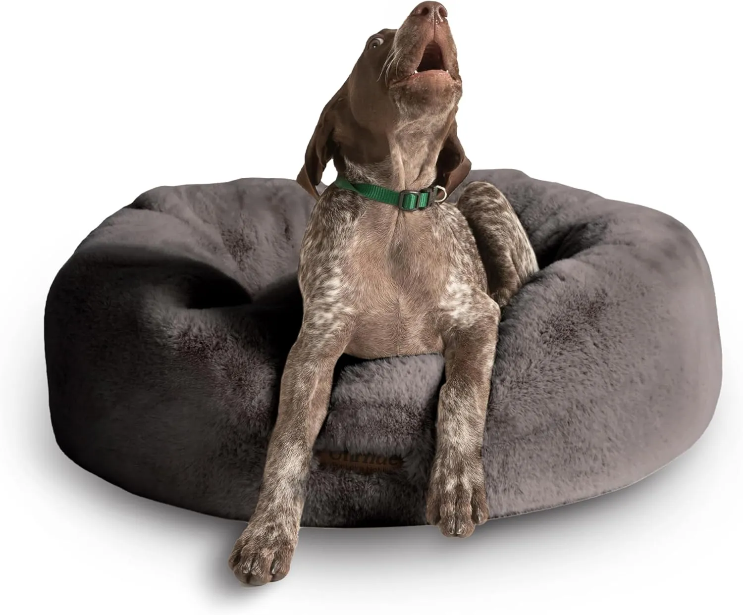 UnHide Floof Pet Bed - Medium (28" x 10") - Extra Soft Dog Bed - Removable Faux Fur Cover - Machine Washable - Helps Ease Pet Anxiety & Provides The Perfect Sleep - Charcoal Charlie