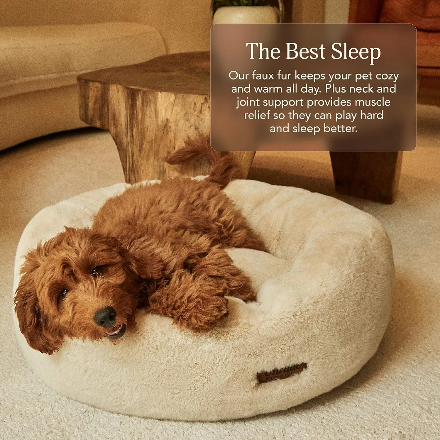UnHide Floof Pet Bed - Medium (28" x 10") - Extra Soft Dog Bed - Removable Faux Fur Cover - Machine Washable - Helps Ease Pet Anxiety & Provides The Perfect Sleep - Charcoal Charlie